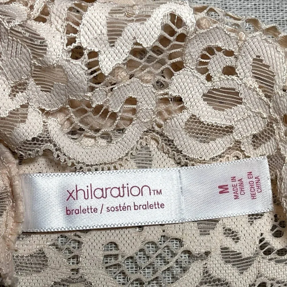 Xhilaration | Blush Pink High Neck Lace Racerback Bralette | Medium